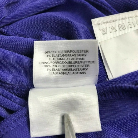 Evan Picone Black Label Purple Faux Wrap Ruffle V - Picture 5 of 7